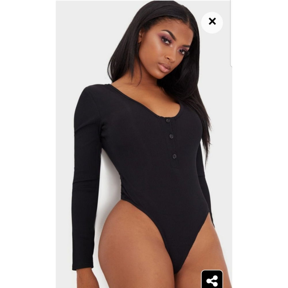 Ribbed long sleeve bodysuit